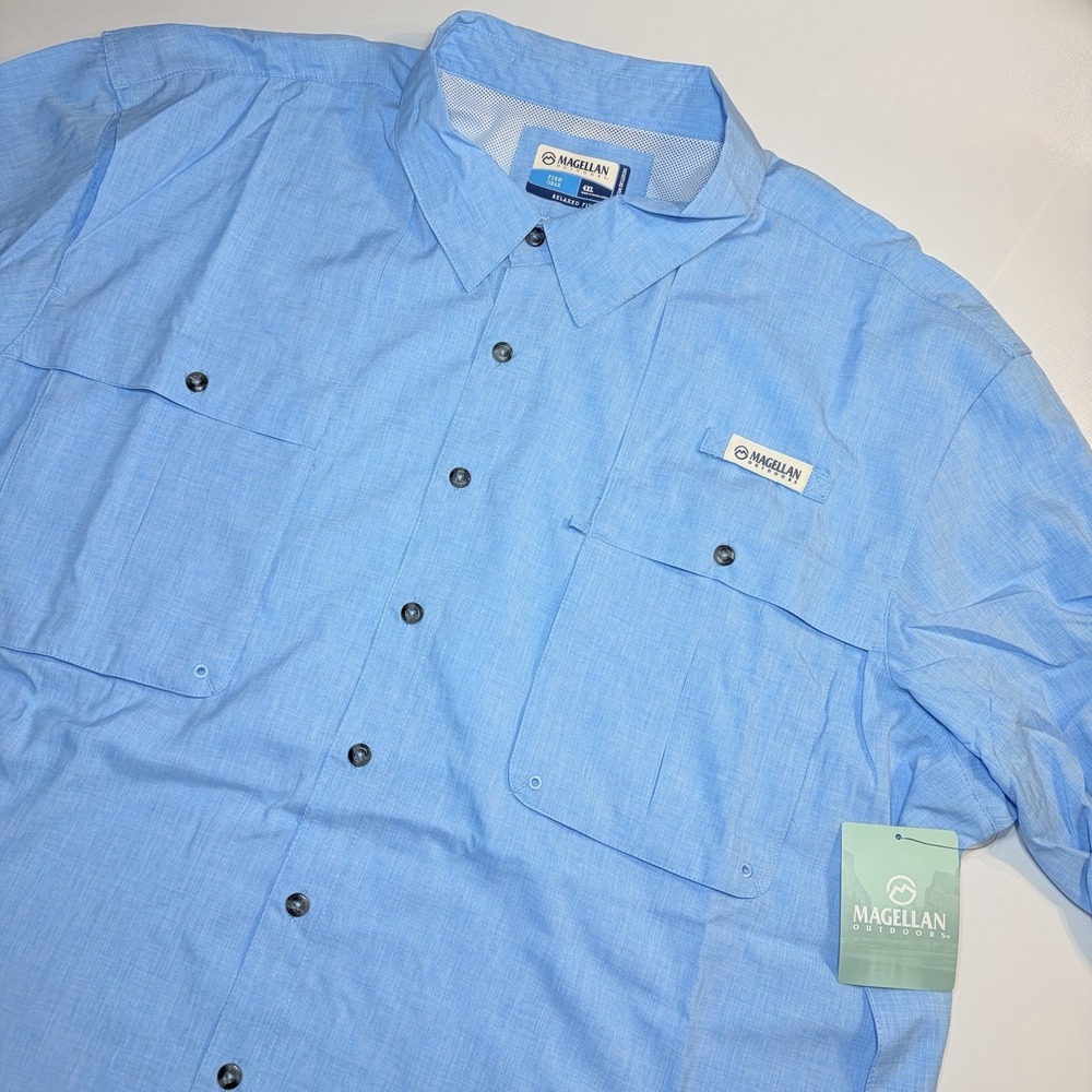 Magellan Outdoors Fish Gear Shirt Mens 4XL Blue Aster Fishing‎ UPF 30 NWT